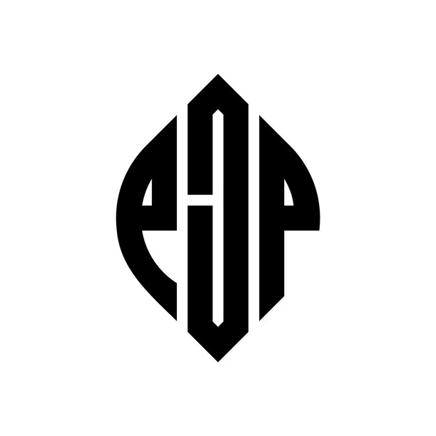 Diseño del logotipo de la letra del círculo PJP con forma de círculo y elipse Letras de la elipse PJP con estilo tipográfico Las tres iniciales forman un logotipo del círculo Emblem PJP Círculo Abstracto Monograma Letra Marca Vector