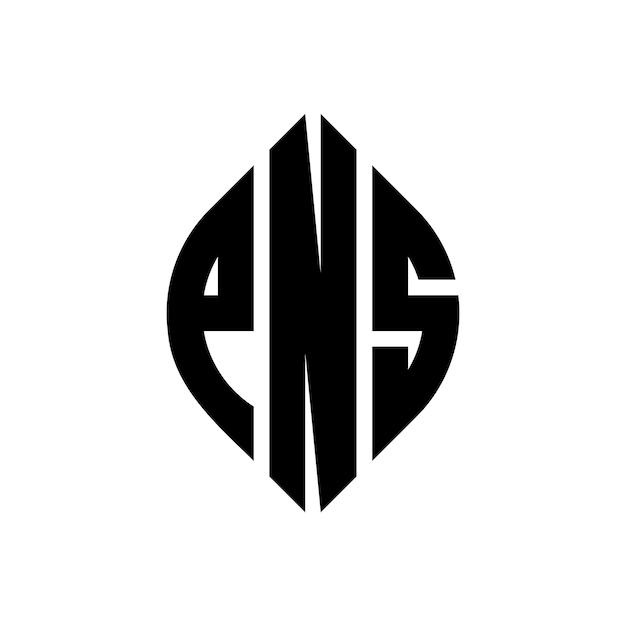 Diseño del logotipo de la letra del círculo PNS con forma de círculo y elipse Letras de la elipse PNS con estilo tipográfico Las tres iniciales forman un logotipo del círculo Emblem PNS Círculo Monograma Abstracto Letra Marca Vector