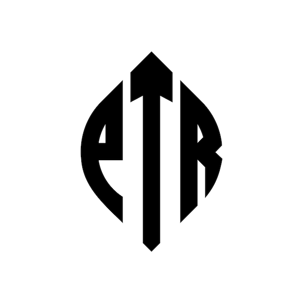 El diseño del logotipo de la letra del círculo PTR con forma de círculo y elipse PTR letras de elipse con estilo tipográfico Las tres iniciales forman un logotipo del círcolo PTR Emblema del círculo Monograma Abstracto Carta Marca Vector