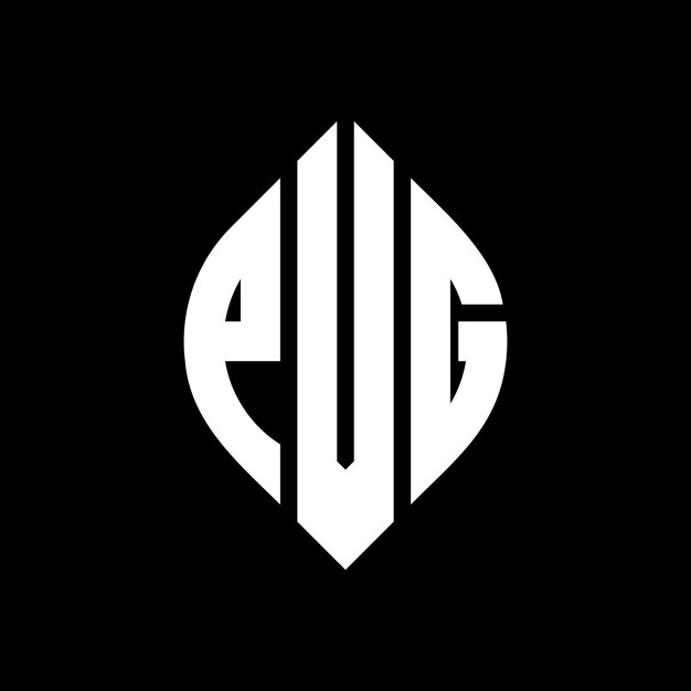 Diseño del logotipo de la letra del círculo PVG con forma de círculo y elipse Letras de la elipse PVG con estilo tipográfico Las tres iniciales forman un logotipo del círculo LVG Emblema del círculo Monograma Abstracto Letra Marca Vector