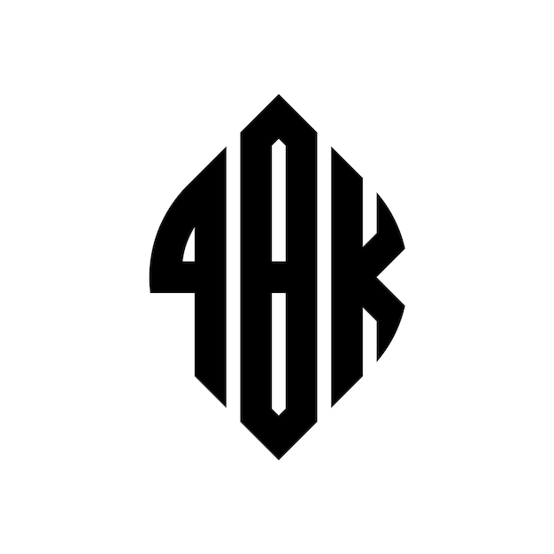 Diseño del logotipo de la letra del círculo QBK con forma de círculo y elipse QBK letras elípticas con estilo tipográfico Las tres iniciales forman un logotipo del círculoQBK Círculo Emblema Monograma Abstracto Carta Marca Vector