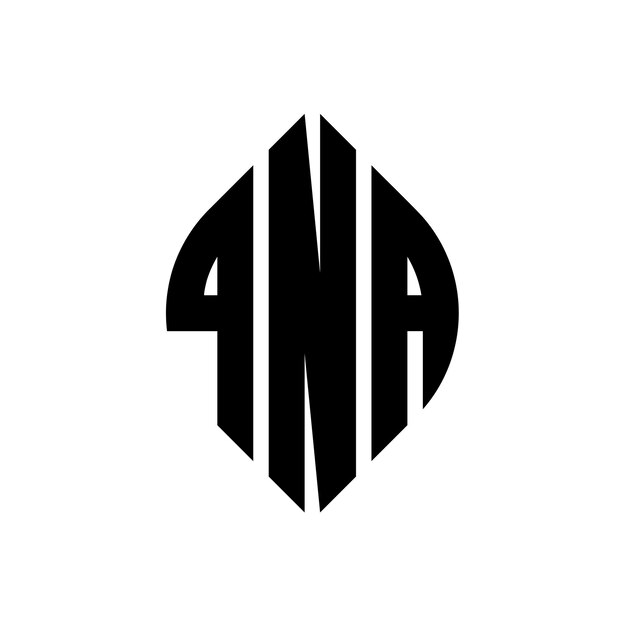 Diseño del logotipo de la letra del círculo QNA con forma de círculo y elipse Letras de la elipse QNA con estilo tipográfico Las tres iniciales forman un logotipo del círculo Emblema del círculo Abstracto Monograma Letra Marca Vector