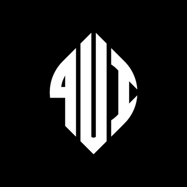 Diseño del logotipo de la letra del círculo QUI con forma de círculo y elipse QUI letras de elipse con estilo tipográfico Las tres iniciales forman un logotipo del círculo qUI Emblema del círculo Monograma Abstracto Carta Marca Vector