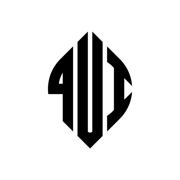 Diseño del logotipo de la letra del círculo QUI con forma de círculo y elipse QUI letras de elipse con estilo tipográfico Las tres iniciales forman un logotipo del círculo qUI Emblema del círculo Monograma Abstracto Carta Marca Vector