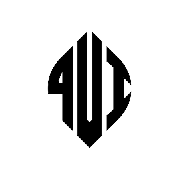 El diseño del logotipo de la letra del círculo QVI con forma de círculo y elipse Las letras de la elipse QVI con estilo tipográfico Las tres iniciales forman un logotipo del círculo