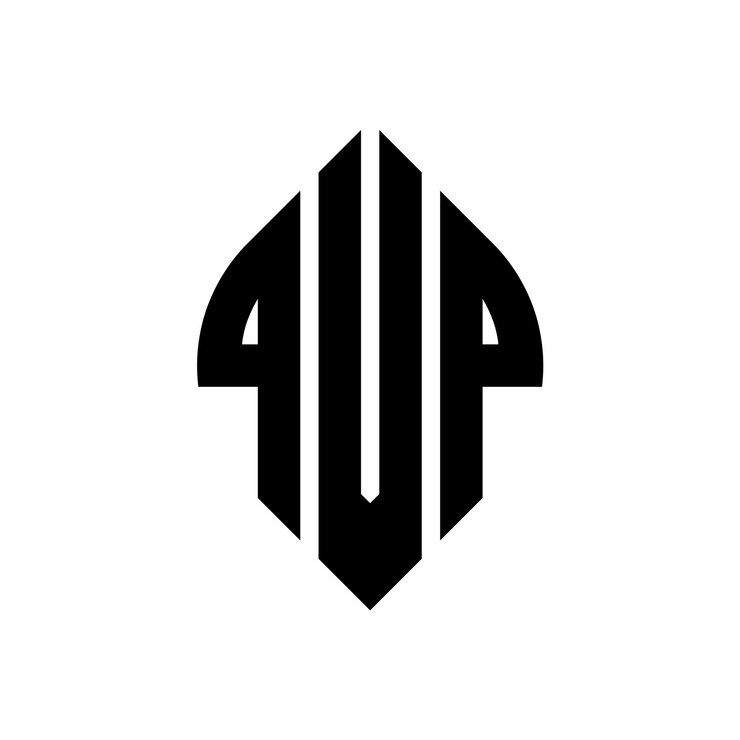 Vector diseño del logotipo de la letra del círculo qvp con forma de círculo y elipse letras de la elipse qvp con estilo tipográfico las tres iniciales forman un logotipo del círculo quvp emblema del círculo monograma abstracto letra marca vector