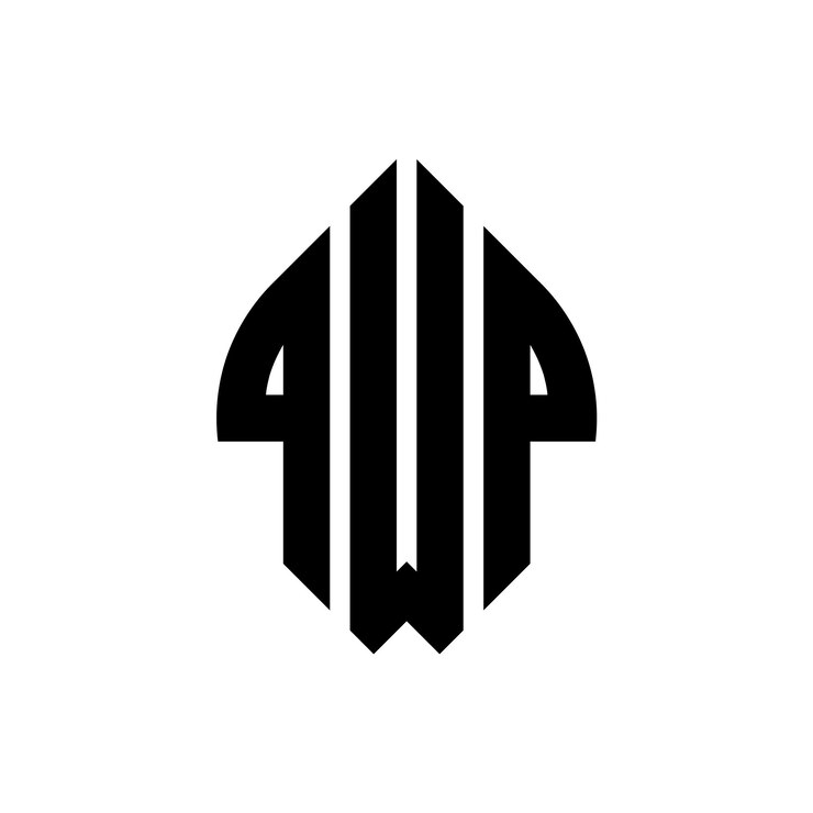 Vector diseño del logotipo de la letra del círculo qwp con forma de círculo y elipse letras de la elipse qwp con estilo tipográfico las tres iniciales forman un logotipo del círculo