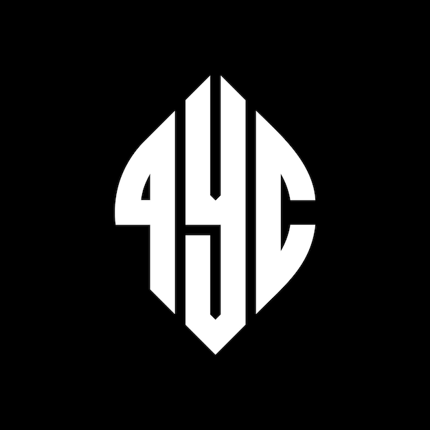 Diseño del logotipo de la letra del círculo QYC con forma de círculo y elipse Letras de la elipse QY C con estilo tipográfico Las tres iniciales forman un logotipo del círculo QuYC Emblema del círculo Monograma Abstracto Letra Marca Vector