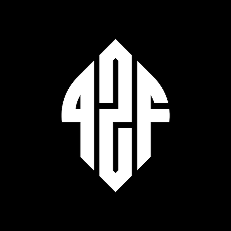 Vector diseño del logotipo de la letra del círculo qzf con forma de círculo y elipse letras de la elipseqzf con estilo tipográfico las tres iniciales forman un logotipo del círculoqzf emblema del círculo abstracto monograma letra marca vector
