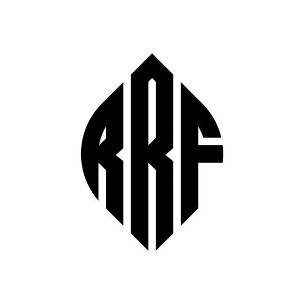 Diseño del logotipo de la letra del círculo RRF con forma de círculo y elipse