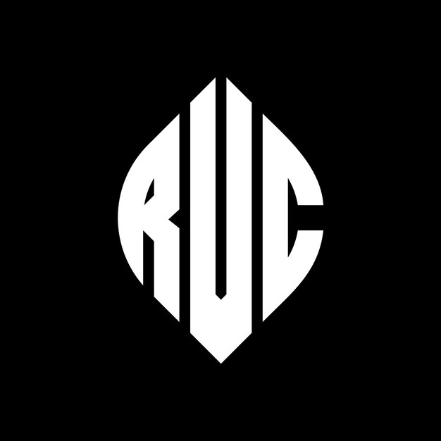 El diseño del logotipo de la letra del círculo RVC con forma de círculo y elipse Las letras de la elipse RVC con estilo tipográfico Las tres iniciales forman un logotipo del círculo