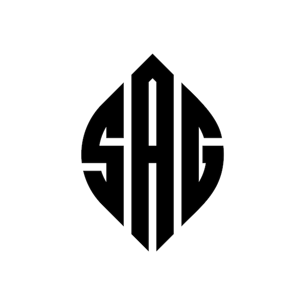 Diseño del logotipo de la letra del círculo SAG con forma de círculo y elipse Letras de la elipse SAG con estilo tipográfico Las tres iniciales forman un logotipo del círculo