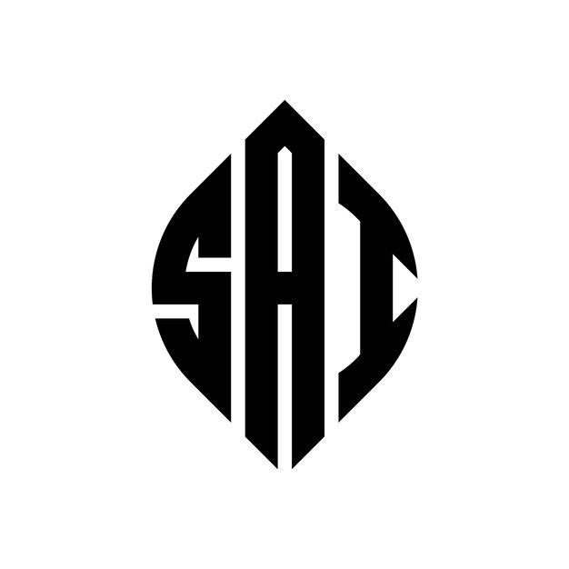 Diseño del logotipo de la letra del círculo SAI con forma de círculo y elipse Letras elípticas SAI con estilo tipográfico Las tres iniciales forman un logotipo del círculo CAI Círculo Emblema Monograma Abstracto Letra Marca Vector