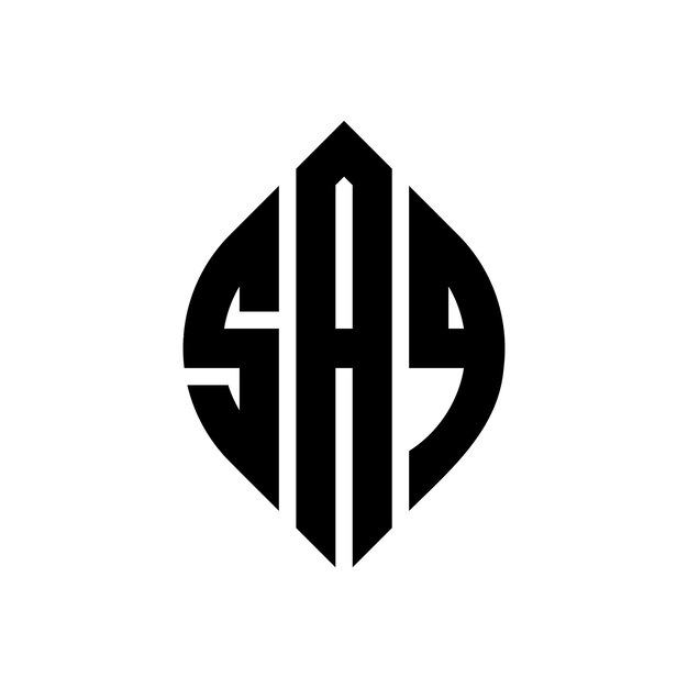 Diseño del logotipo de la letra del círculo SAQ con forma de círculo y elipse Letras de la elipse SAQ con estilo tipográfico Las tres iniciales forman un logotipo del círculo Emblema de la SAQ Círculo Monograma Abstracto Letra Marca Vector