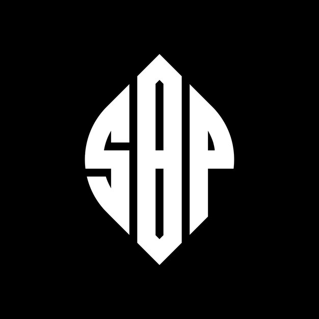 Diseño del logotipo de la letra del círculo SBP con forma de círculo y elipse Letras de la elipse SBP con estilo tipográfico Las tres iniciales forman un logotipo del círculo