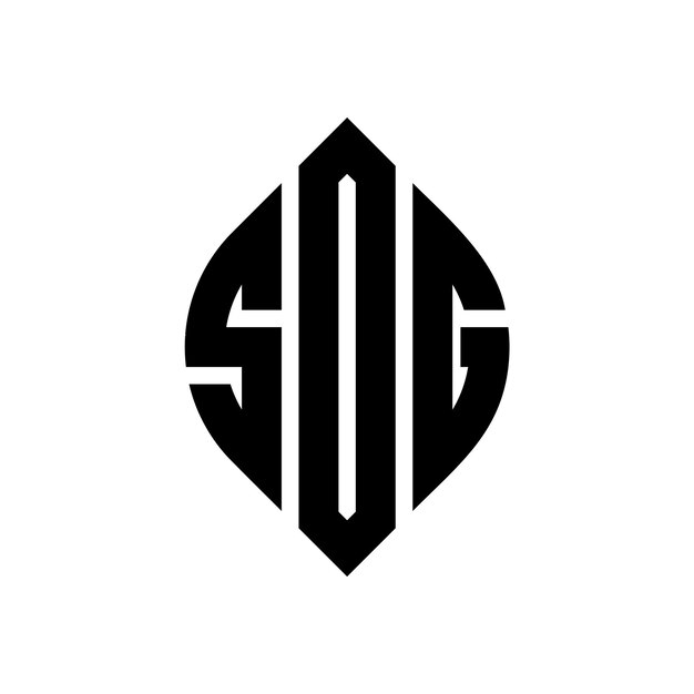 Diseño del logotipo de la letra del círculo SDG con forma de círculo y elipse Letras de la elipse SDG con estilo tipográfico Las tres iniciales forman un logotipo del círcolo SDG Emblema del círculo Abstracto Monograma Letra Marca Vector
