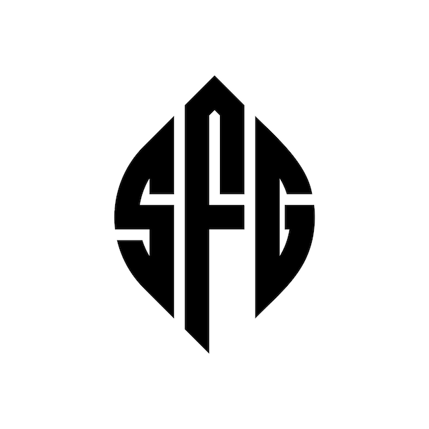 Diseño del logotipo de la letra del círculo SFG con forma de círculo y elipse Letras de la elipse SFG con estilo tipográfico Las tres iniciales forman un logotipo del círculo CFG Emblema del círculo Monograma Abstracto Letra Marca Vector