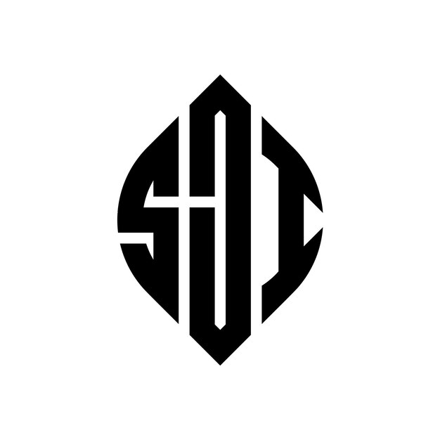 Diseño del logotipo de la letra del círculo SJI con forma de círculo y elipse Letras de la elipse SJI con estilo tipográfico Las tres iniciales forman un logotipo del círculo