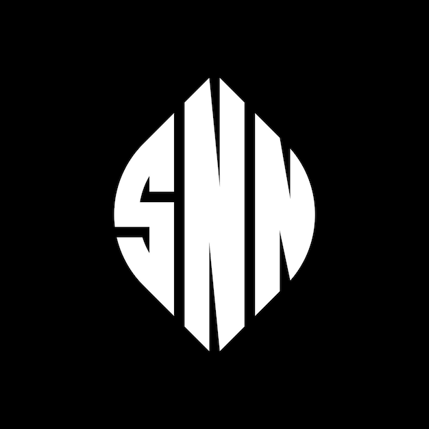 Diseño del logotipo de la letra del círculo SNN con forma de círculo y elipse Letras de la elipse SNN con estilo tipográfico Las tres iniciales forman un logotipo del círculo