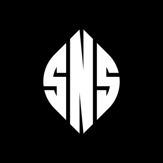 Diseño del logotipo de la letra del círculo SNS con forma de círculo y elipse Letras de la elipse SNS con estilo tipográfico Las tres iniciales forman un logotipo del círculo