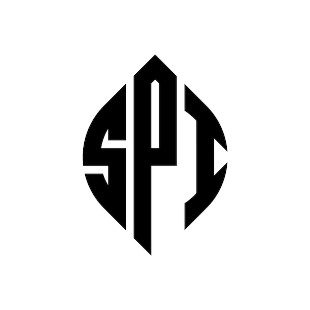 Diseño del logotipo de la letra del círculo SPI con forma de círculo y elipse Letras de la elipse SPI con estilo tipográfico Las tres iniciales forman un logotipo del círculo ESPY Emblema del círculo Monograma Abstracto Letra Marca Vector