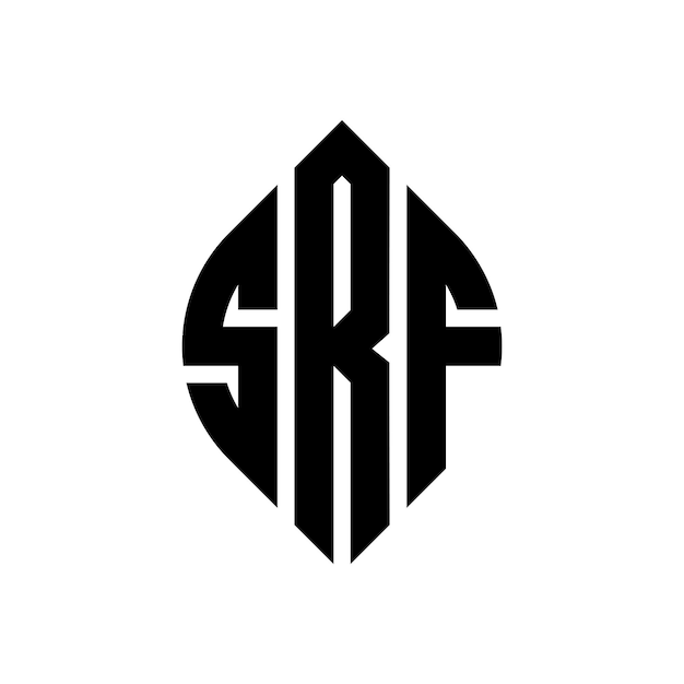 El diseño del logotipo de la letra del círculo SRF con forma de círculo y elipse SRF letras de elipse con estilo tipográfico Las tres iniciales forman un logotipo del círculo CRF Emblema del círculo Monograma Abstracto Carta Marca Vector