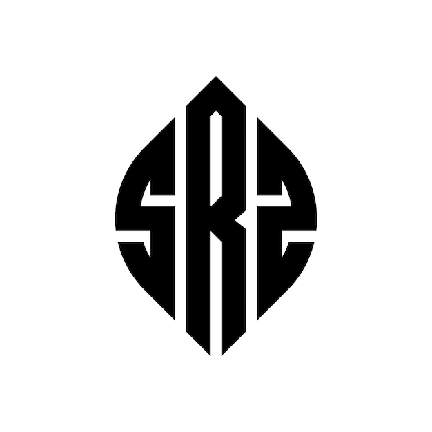 Diseño del logotipo de la letra del círculo SRZ con forma de círculo y elipse Letras de la elipse SRZ con estilo tipográfico Las tres iniciales forman un logotipo del circulo SRZ Círculo Emblema Monograma Abstracto Letra Marca Vector
