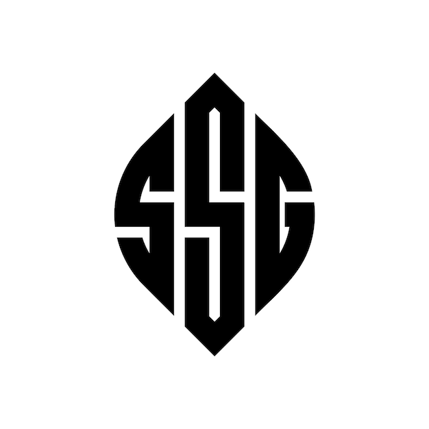 Diseño del logotipo de la letra del círculo SSG con forma de círculo y elipse Letras de la elipse SSG con estilo tipográfico Las tres iniciales forman un logotipo del circulo SSG Emblema del círculo Monograma Abstracto Letra Marca Vector