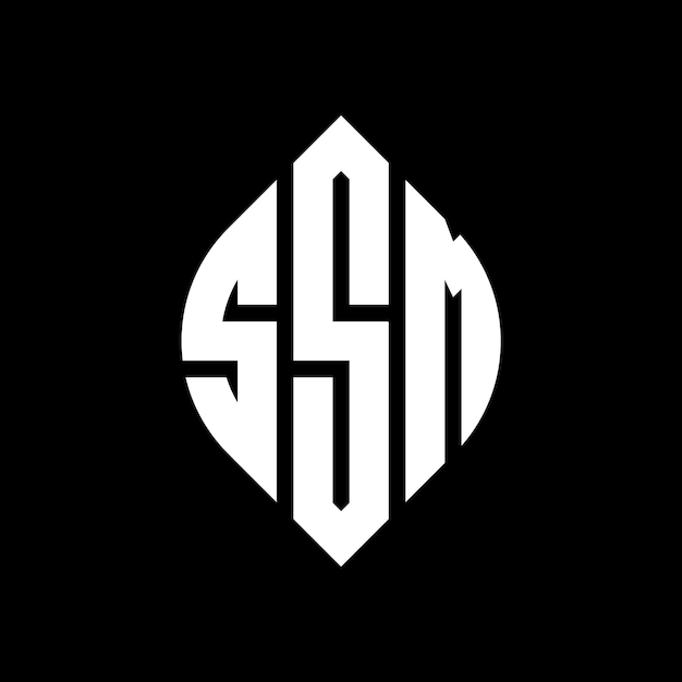 Diseño del logotipo de la letra del círculo SSM con forma de círculo y elipse Letras de la elipse SSM con estilo tipográfico Las tres iniciales forman un logotipo del círculo ESM Emblema del círculo Monograma Abstracto Letra Marca Vector