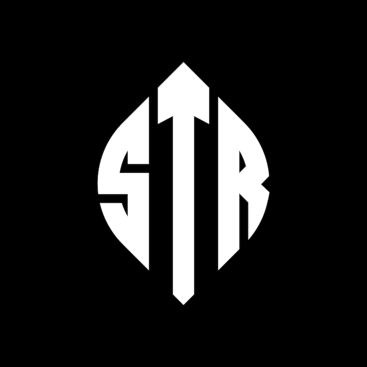 Vector diseño del logotipo de la letra del círculo str con forma de círculo y elipse str letras de elipse con estilo tipográfico las tres iniciales forman un logotipo del círculostr emblema del círculo monograma abstracto carta marca vector