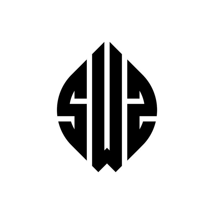 Vector diseño del logotipo de la letra del círculo swz con forma de círculo y elipse letras de la elipse swz con estilo tipográfico las tres iniciales forman un logotipo del círculo swz emblema del círculo monograma abstracto letra marca vector
