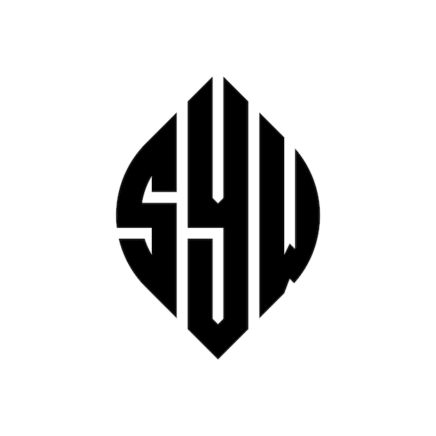 Diseño del logotipo de la letra del círculo SYW con forma de círculo y elipse Letras elípticas SYW con estilo tipográfico Las tres iniciales forman un logotipo del círcolo SYW Emblema del círculo Monograma Abstracto Letra Marca Vector