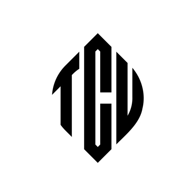 Diseño del logotipo de la letra del círculo TCU con forma de círculo y elipse Letras de la elipse TCU con estilo tipográfico Las tres iniciales forman un logotipo del círculo CCU Emblema del círculo Monograma Abstracto Letra Marca Vector