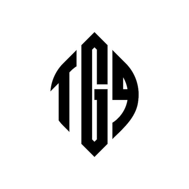 Diseño del logotipo de la letra del círculo TGQ con forma de círculo y elipse Letras de la elipse TGQ con estilo tipográfico Las tres iniciales forman un logotipo del círculo