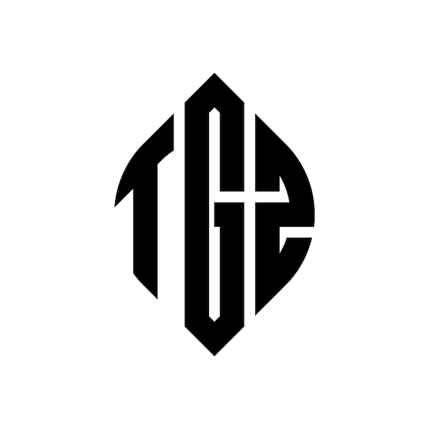 Diseño del logotipo de la letra del círculo TGZ con forma de círculo y elipse Letras de la elipse TGZ con estilo tipográfico Las tres iniciales forman un logotipo del círculo
