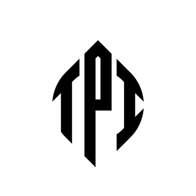 El diseño del logotipo de la letra del círculo TPI con forma de círculo y elipse Letras elípticas TPI con estilo tipográfico Las tres iniciales forman un logotipo del círculo