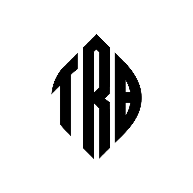 Diseño del logotipo de la letra del círculo TRB con forma de círculo y elipse Letras de la elipse TRB con estilo tipográfico Las tres iniciales forman un logotipo del círculo Trb Círculo Emblema Monograma Abstracto Letra Marca Vector