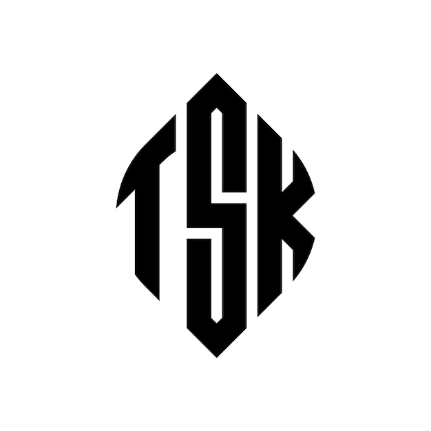 Diseño del logotipo de la letra del círculo TSK con forma de círculo y elipse Letras de la elipse TSK con estilo tipográfico Las tres iniciales forman un logotipo del círculo Emblema del círcolo TSK Monograma Abstracto Letra Marca Vector