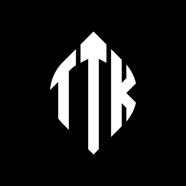 El diseño del logotipo de la letra del círculo TTK con forma de círculo y elipse las letras de la elipse TTK con estilo tipográfico las tres iniciales forman un logotipo del círcolo TTK emblema del círculo monograma abstracto letra marca vector
