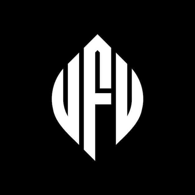 Diseño del logotipo de la letra del círculo UFU con forma de círculo y elipse Letras de la elipse UFU con estilo tipográfico Las tres iniciales forman un logotipo del círculo UFO Círculo Emblema Monograma Abstracto Letra Marca Vector