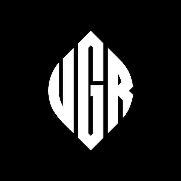 El diseño del logotipo de la letra del círculo UGR con forma de círculo y elipse UGR letras elípticas con estilo tipográfico Las tres iniciales forman un logotipo del círcolo UGR Círculo Emblema Monograma Abstracto Carta Marca Vector