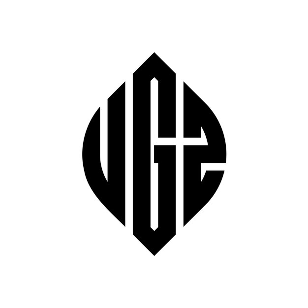El diseño del logotipo de la letra del círculo UGZ con forma de círculo y elipse Letras de la elipse UGZ con estilo tipográfico Las tres iniciales forman un logotipo del círculo UgZ Emblema del círculo Monograma Abstracto Letra Marca Vector