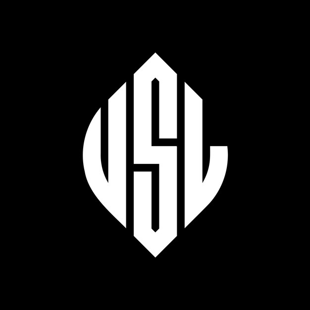 Diseño del logotipo de la letra del círculo USL con forma de círculo y elipse Letras de la elipse USL con estilo tipográfico Las tres iniciales forman un logotipo del círculo Logos del círculo Emblema del círculo Monograma Abstracto Letra Marca Vector