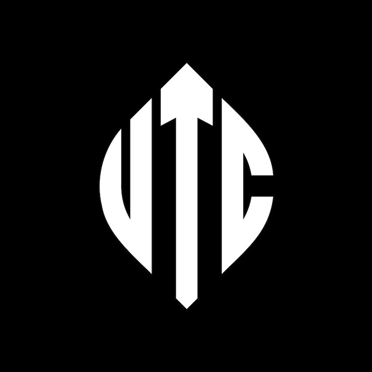 Vector el diseño del logotipo de la letra del círculo utc con forma de círculo y elipse utc letras de elipse con estilo tipográfico las tres iniciales forman un logotipo de círculo utc círculo emblema monograma abstracto carta marca vector