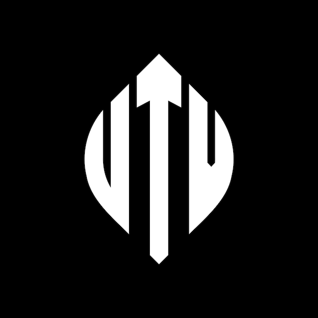 Diseño del logotipo de la letra del círculo UTV con forma de círculo y elipse