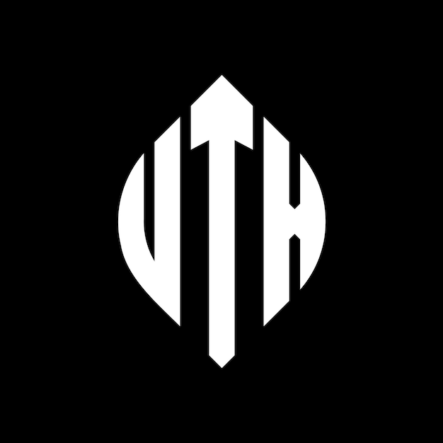 Diseño del logotipo de la letra del círculo UTX con forma de círculo y elipse Letras de la elipse UTX con estilo tipográfico Las tres iniciales forman un logotipo del círculo