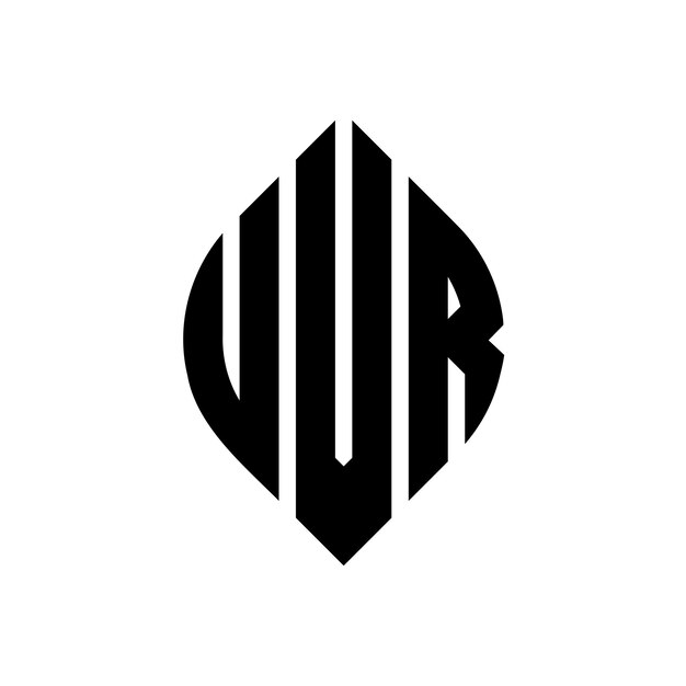 El diseño del logotipo de la letra del círculo UVR con forma de círculo y elipse Las letras de la elipse UVR con estilo tipográfico Las tres iniciales forman un logotipo del círculo