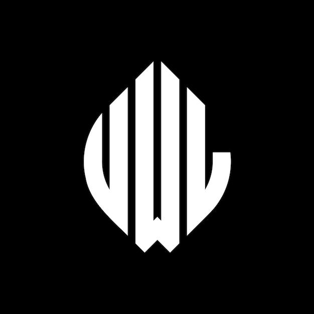 El diseño del logotipo de la letra del círculo UWL con forma de círculo y elipse UWL letras de elipse con estilo tipográfico Las tres iniciales forman un logotipo del círculo UCL Emblema del círculo Monograma Abstracto Carta Marca Vector