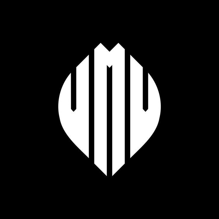 Vector diseño del logotipo de la letra del círculo vmv con forma de círculo y elipse letras de la elipse vmv con estilo tipográfico las tres iniciales forman un logotipo del círculo vvm emblema del círculo monograma abstracto letra marca vector