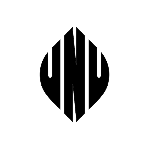 Diseño del logotipo de la letra del círculo VNV con forma de círculo y elipse Letras de la elipse VNV con estilo tipográfico Las tres iniciales forman un logotipo del círculo Emblema del círculo FNV Monograma Abstracto Letra Marca Vector